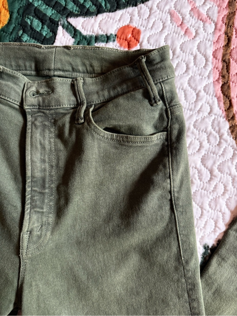MOTHER Trendy Chic High-Rise Olive Green Boot Cut Jeans - Picture 4 of 8